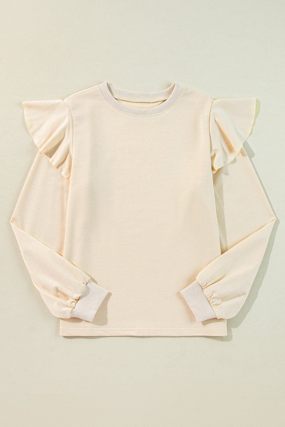 Jet Stream Solid Color Ruffled Shoulder Long Sleeve Blouse-Chaelisa's New Jammies