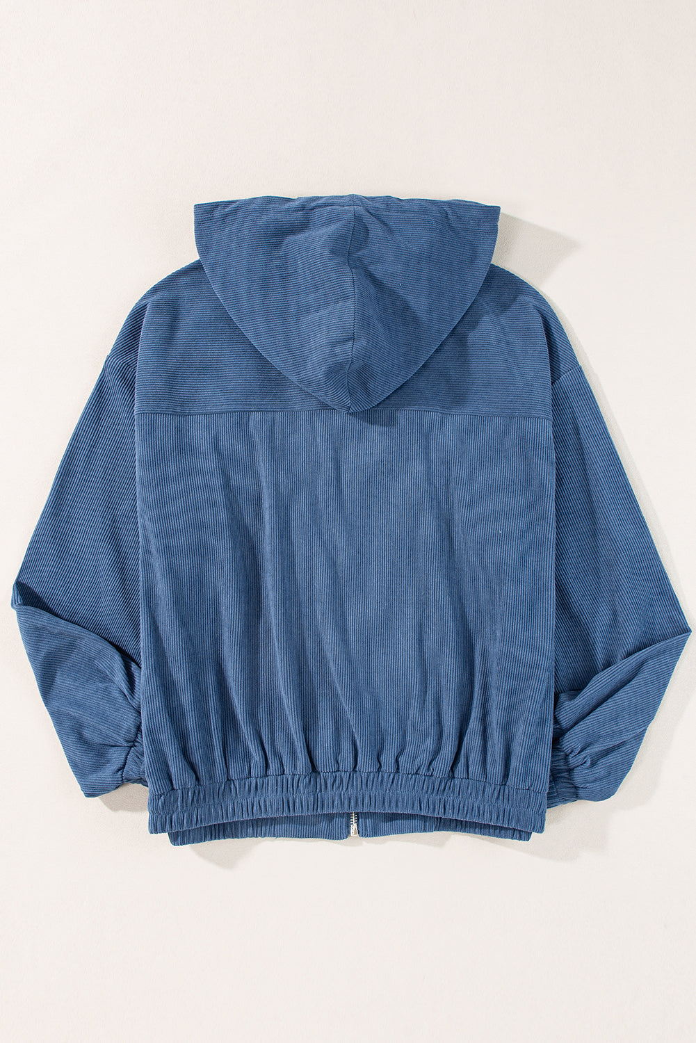 Real Teal Corduroy Drawstring Hooded Pocket Zip Up Jacket-Chaelisa's New Jammies