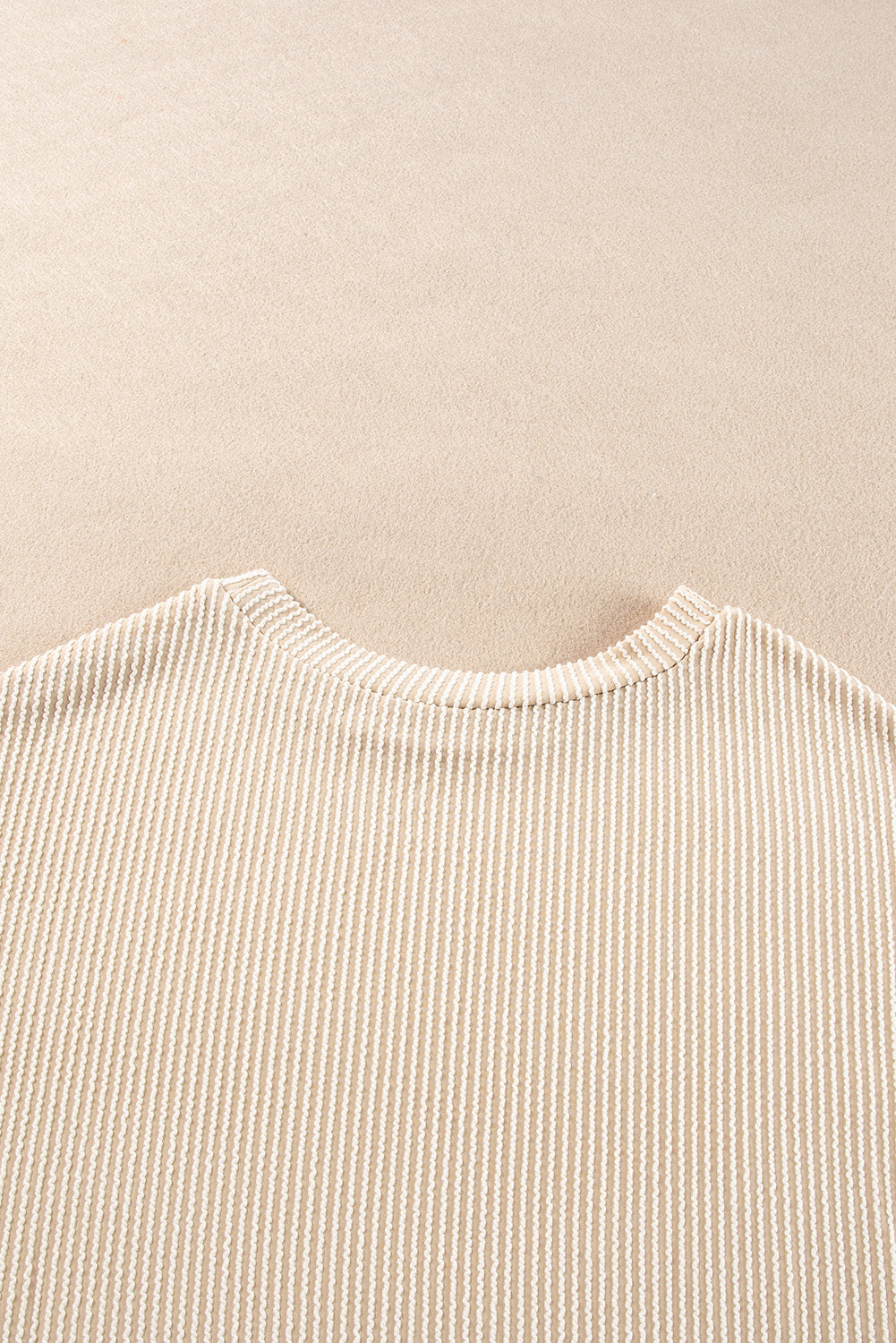 Parchment Corded Knit Long Sleeve Top and High Waist Shorts Set-Chaelisa's New Jammies