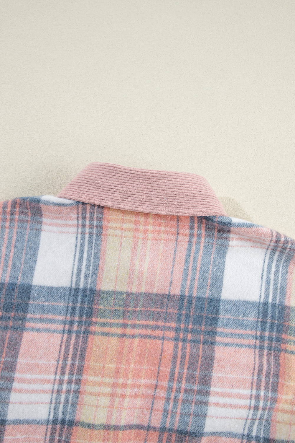 Light Pink Plaid Corduroy Patchwork Pocket Loose Shacket-Chaelisa's New Jammies