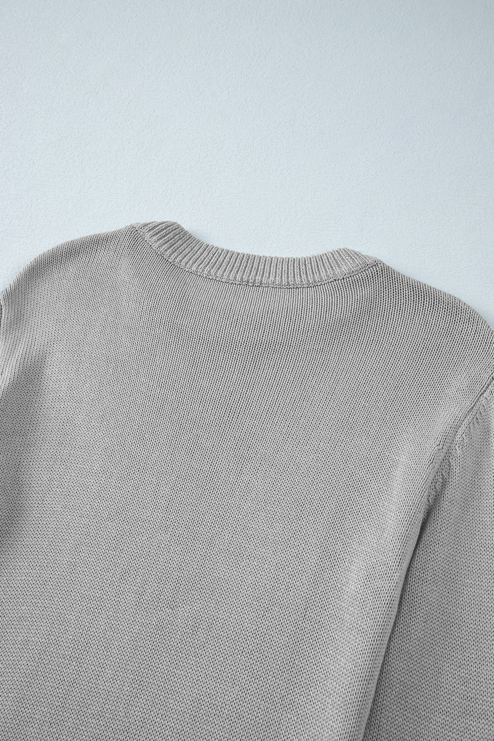 Gray Solid Color Thumbhole Sleeve Ribbed Edge Sweater-Chaelisa's New Jammies