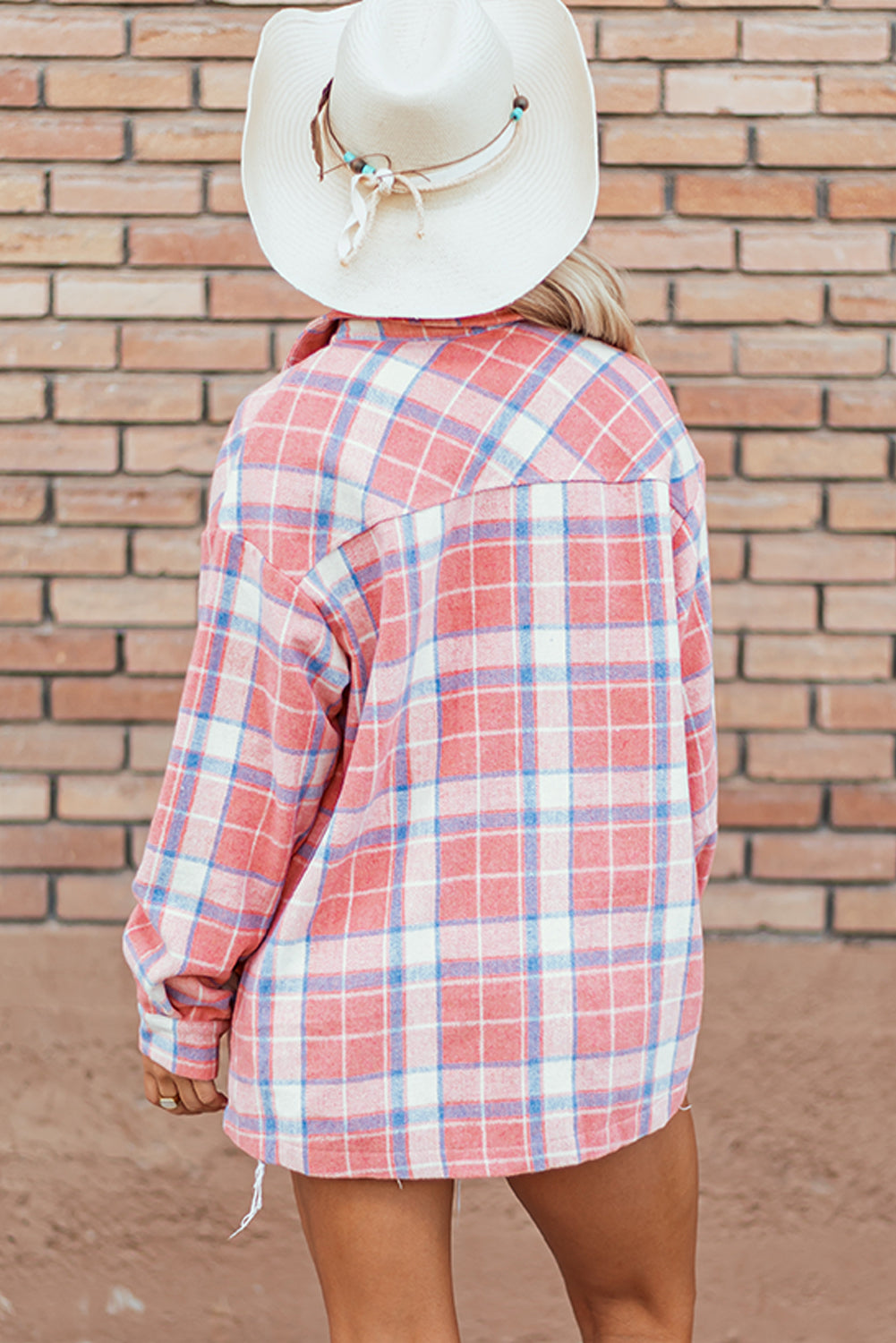 Pink Plaid Flap Pocket Button Up Shacket-Chaelisa's New Jammies