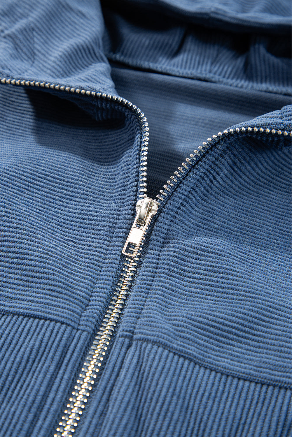 Real Teal Corduroy Drawstring Hooded Pocket Zip Up Jacket-Chaelisa's New Jammies