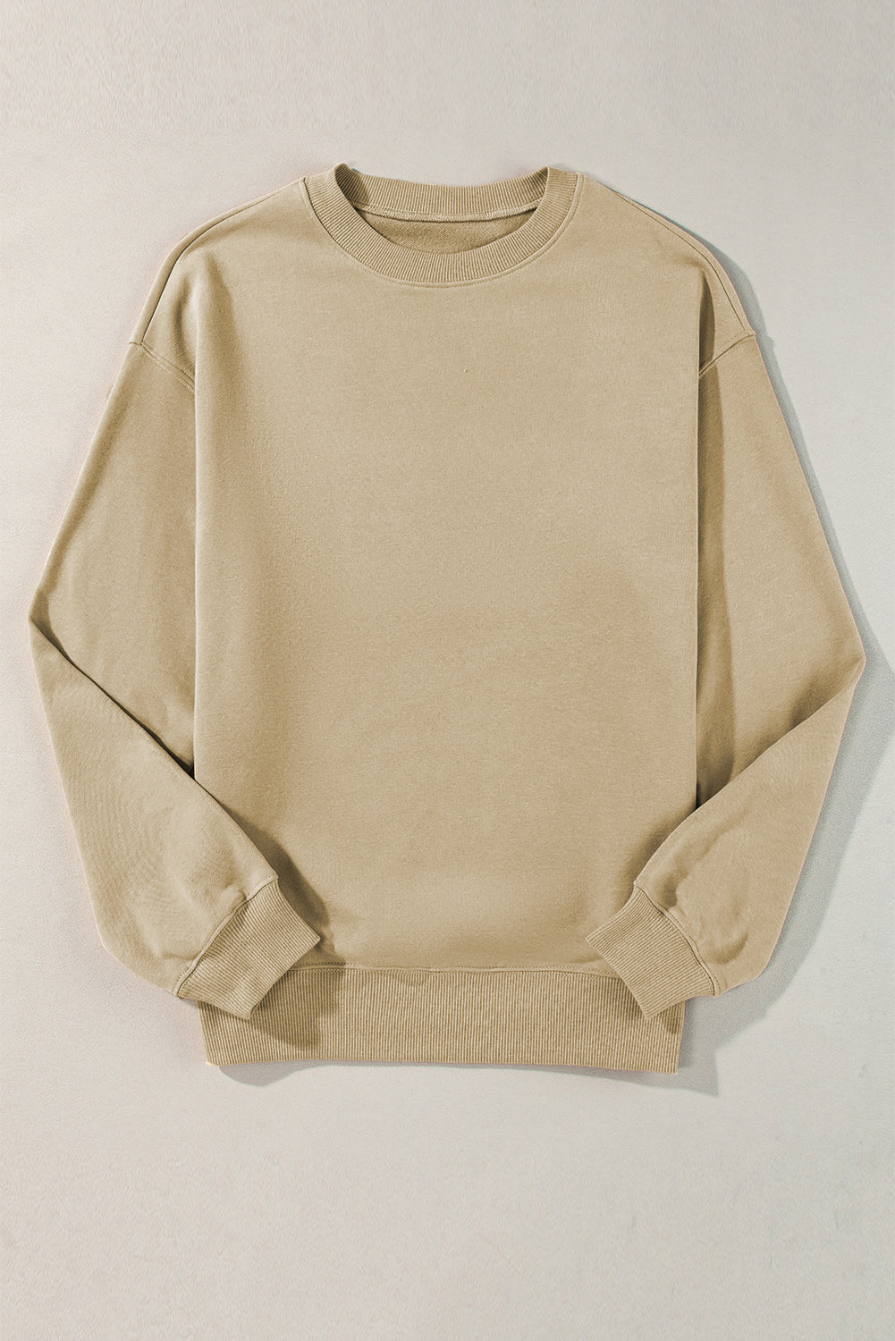 Parchment Solid Loose Crew Neck Fleece Sweatshirt-Chaelisa's New Jammies