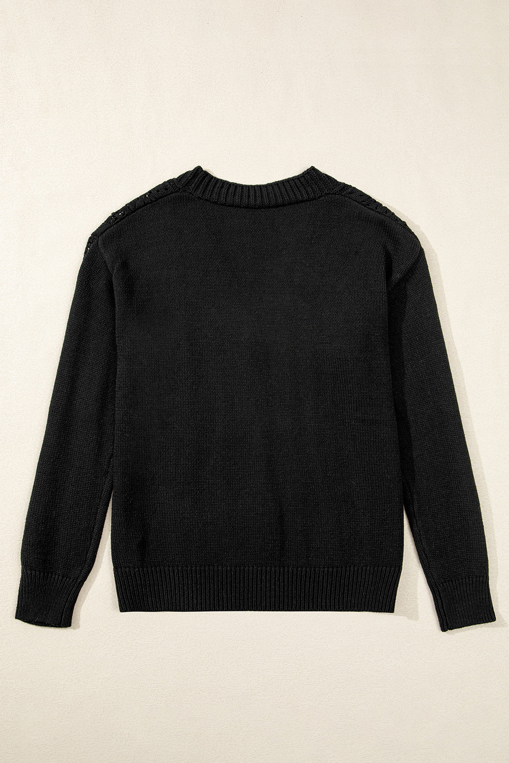 Black Open Knit Drop Shoulder Sweater Cardigan-Chaelisa's New Jammies