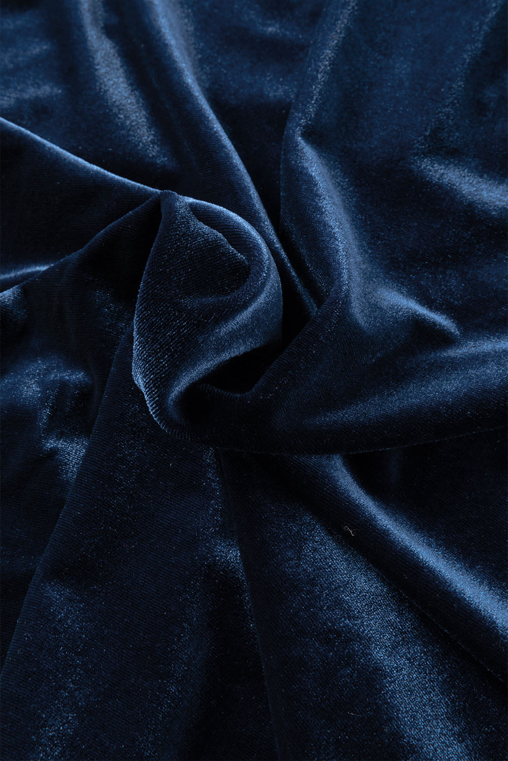 Navy Blue Frilled Buttoned V Neck Velvet Blouse-Chaelisa's New Jammies