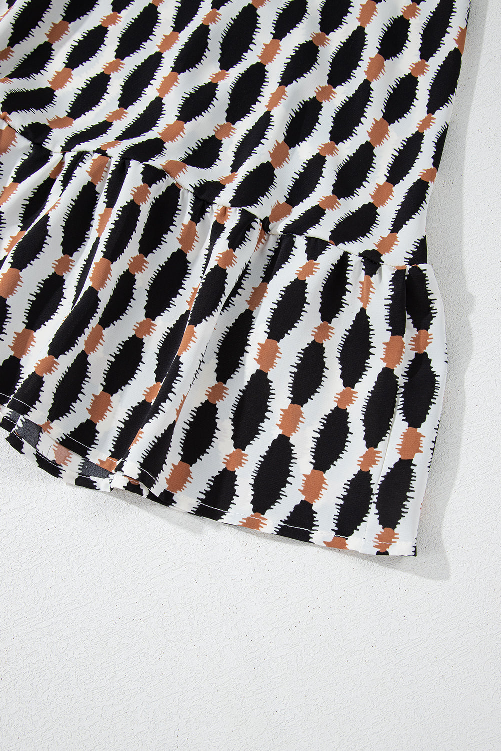 Apricot Abstract Print Collared V Neck Plus Size Mini Dress-Chaelisa's New Jammies