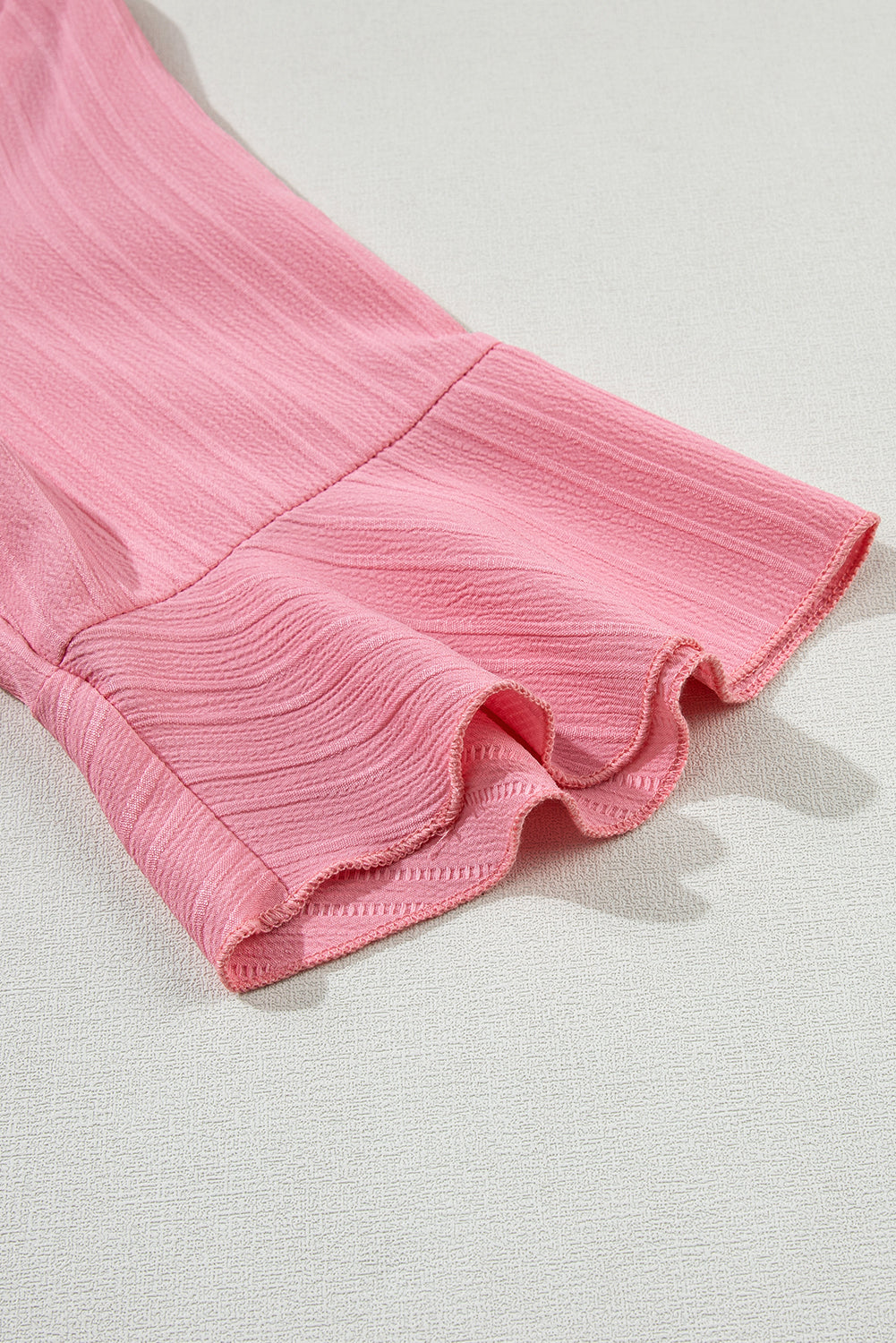 Peach Blossom Ruffled Half Sleeve V Neck Textured Top-Chaelisa's New Jammies