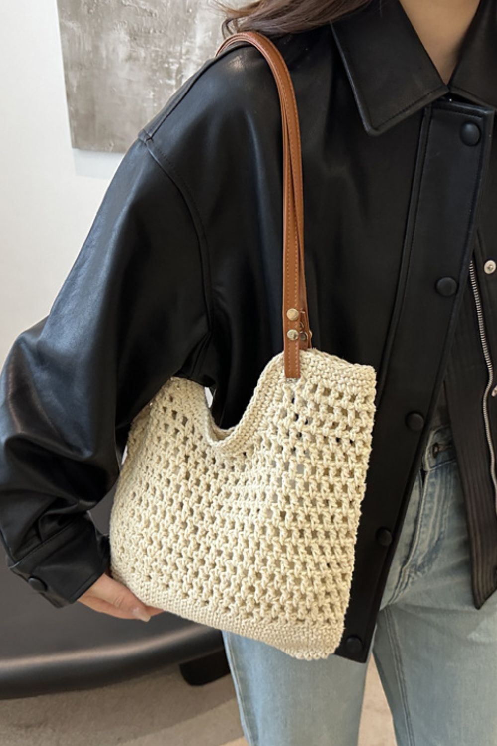 Openwork Woven Tote Bag-Chaelisa's New Jammies