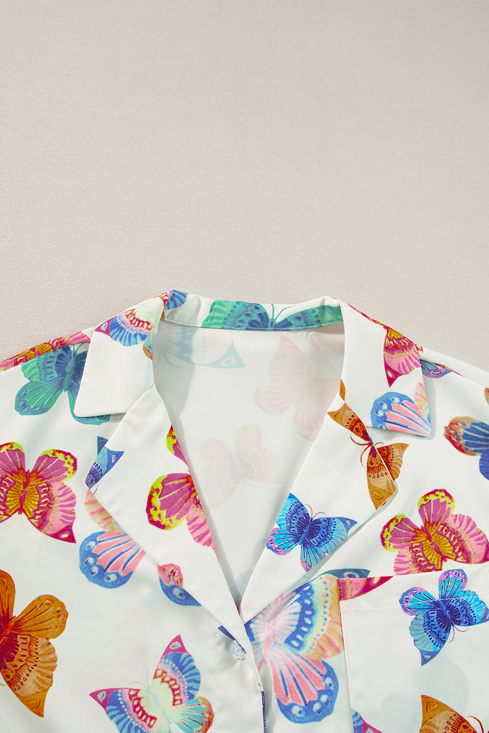 Multicolour Butterfly Pattern Short Sleeve Shirt Pajamas Set-Chaelisa's New Jammies