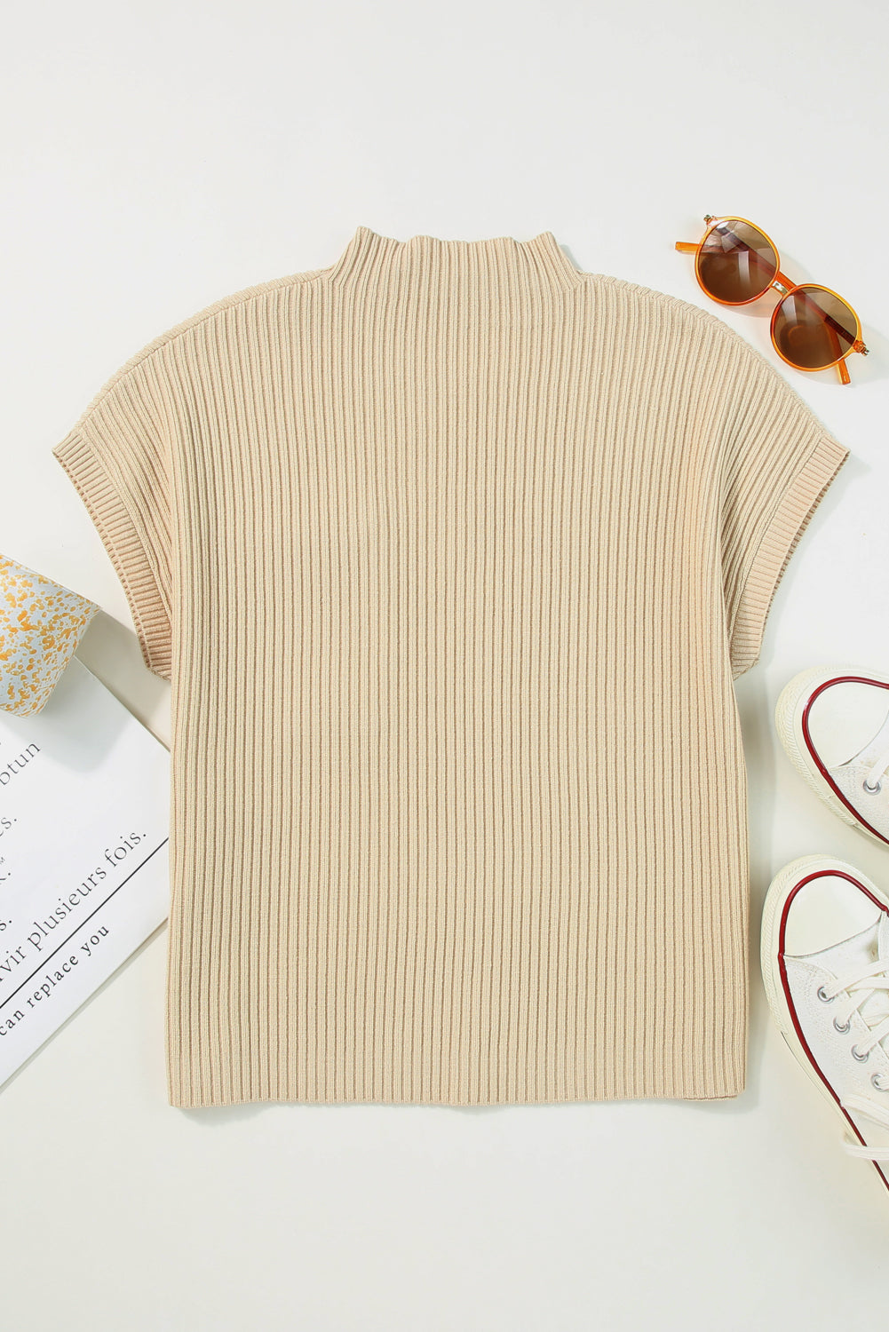 Black Patch Pocket Ribbed Knit Short Sleeve Sweater-Chaelisa's New Jammies