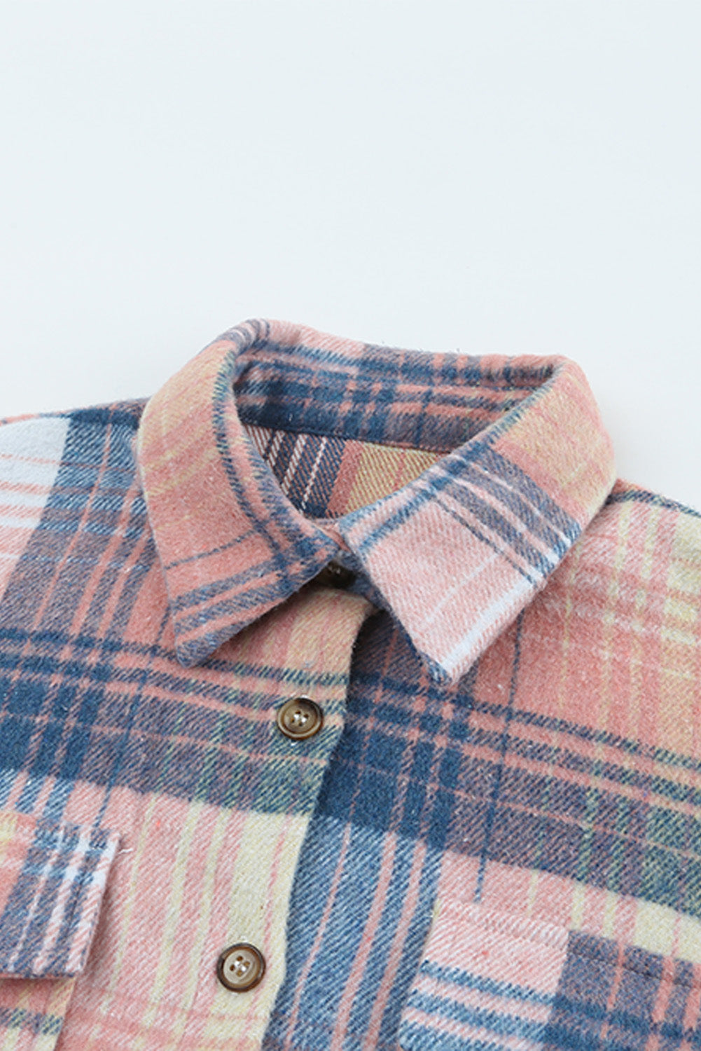 Pink & Grey Plaid Button Up Collared Flannel Shacket-Chaelisa's New Jammies