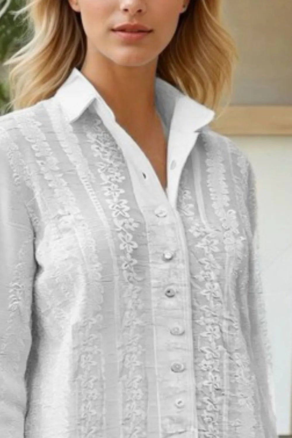 ADORA Embroidered Long Sleeve Button Down Shirt - Chaelisa's New Jammies