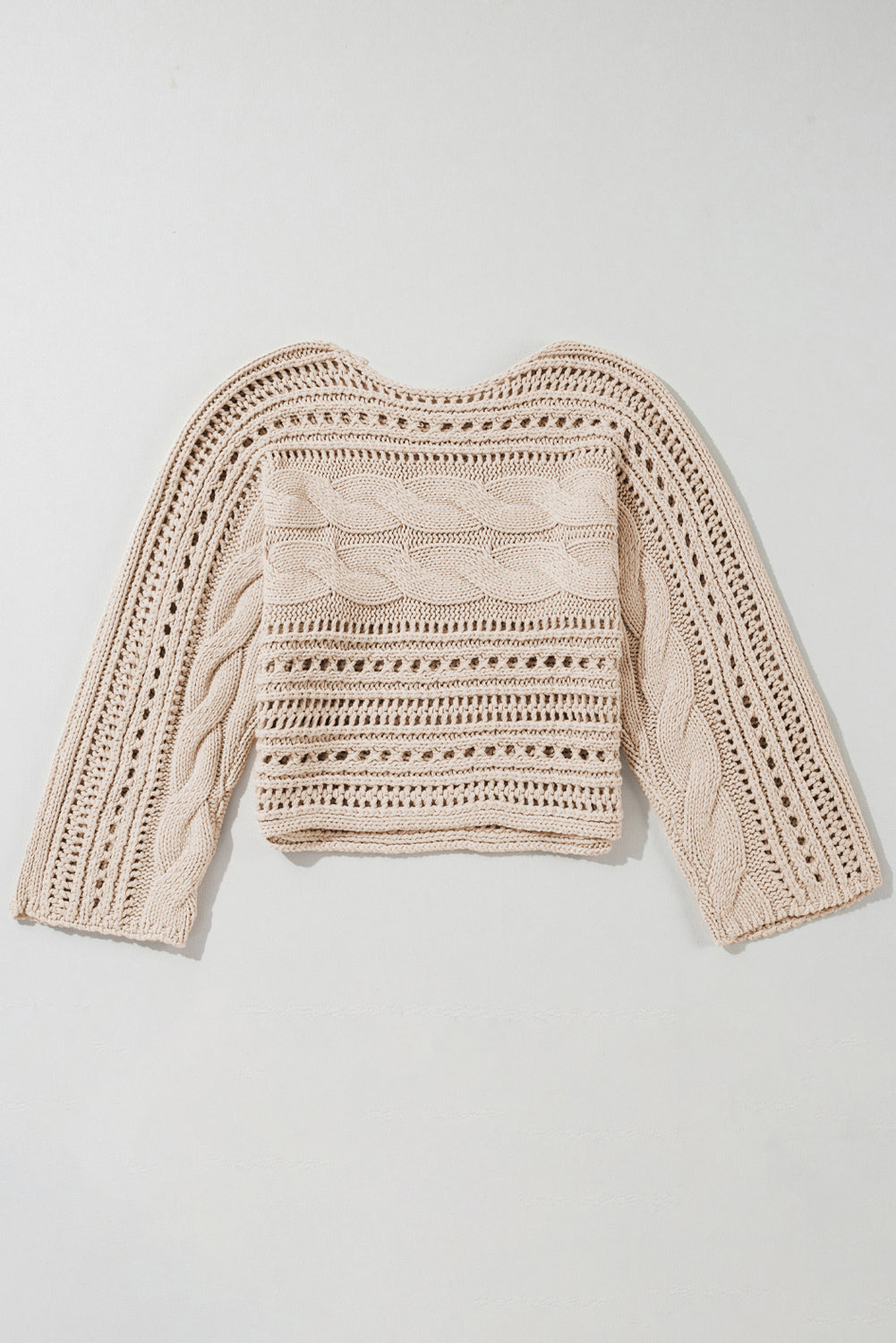 Smoke Gray Hollow-out Cable Knit Cropped Sweater-Chaelisa's New Jammies
