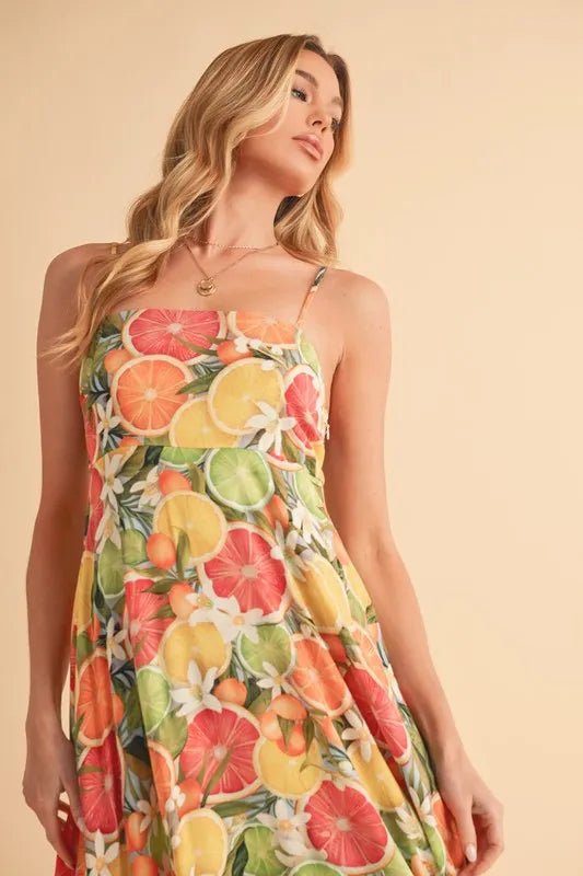 Aemi + Co Fruit Print Square Neck Maxi Cami Dress - Chaelisa's New Jammies