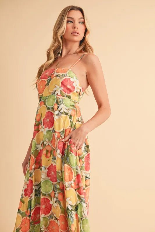 Aemi + Co Fruit Print Square Neck Maxi Cami Dress - Chaelisa's New Jammies