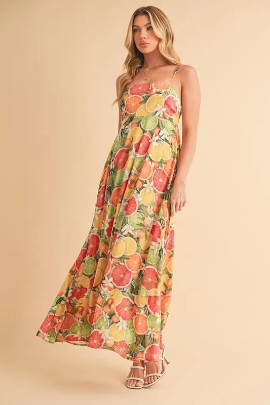 Aemi + Co Fruit Print Square Neck Maxi Cami Dress - Chaelisa's New Jammies