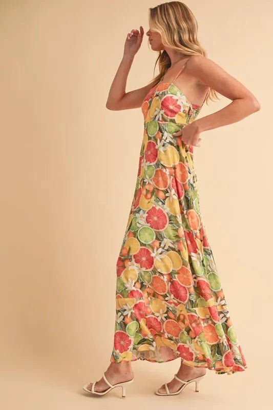Aemi + Co Fruit Print Square Neck Maxi Cami Dress - Chaelisa's New Jammies