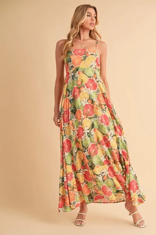 Aemi + Co Fruit Print Square Neck Maxi Cami Dress - Chaelisa's New Jammies