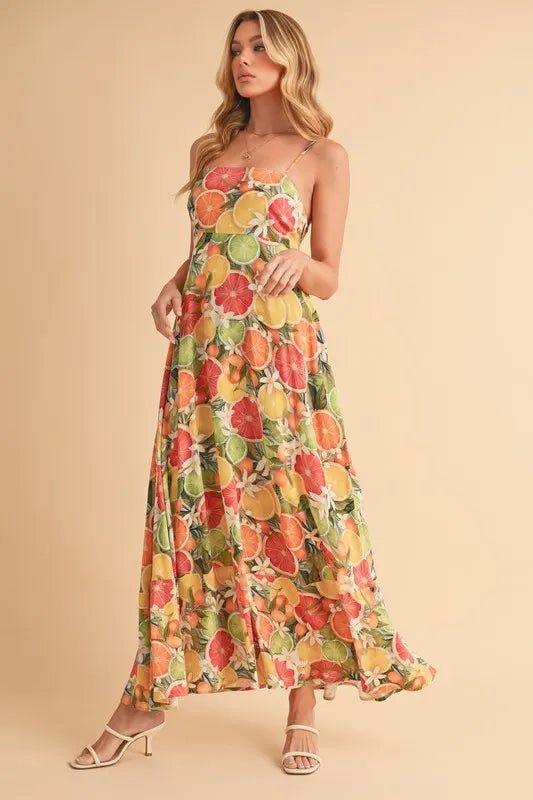 Aemi + Co Fruit Print Square Neck Maxi Cami Dress - Chaelisa's New Jammies