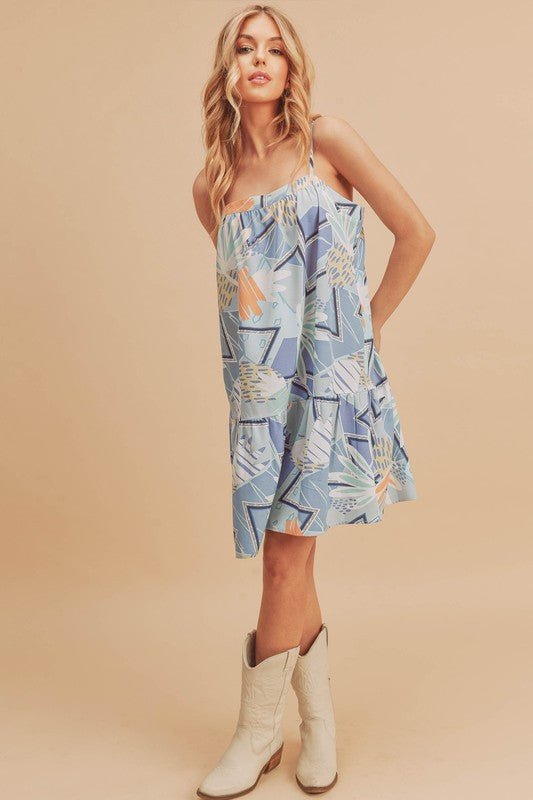 Aemi + Co Printed Ruffled Hem Square Neck Mini Cami Dress - Chaelisa's New Jammies
