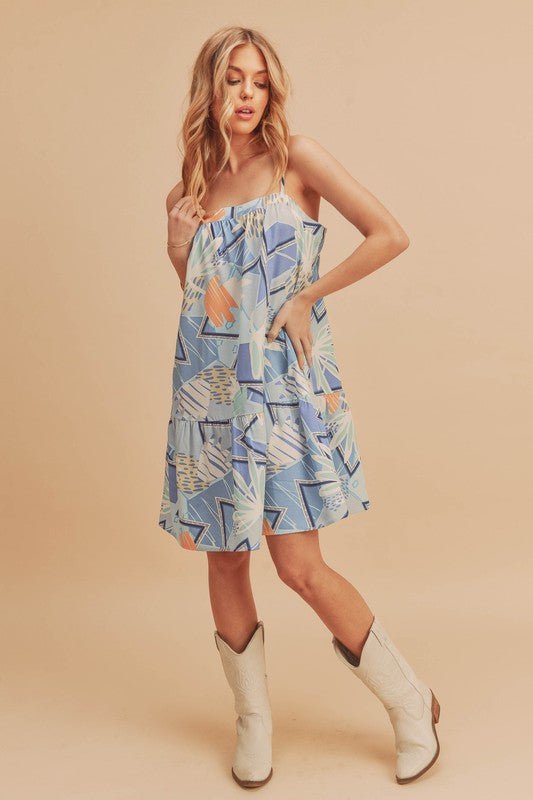 Aemi + Co Printed Ruffled Hem Square Neck Mini Cami Dress - Chaelisa's New Jammies