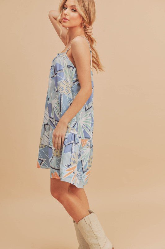 Aemi + Co Printed Ruffled Hem Square Neck Mini Cami Dress - Chaelisa's New Jammies