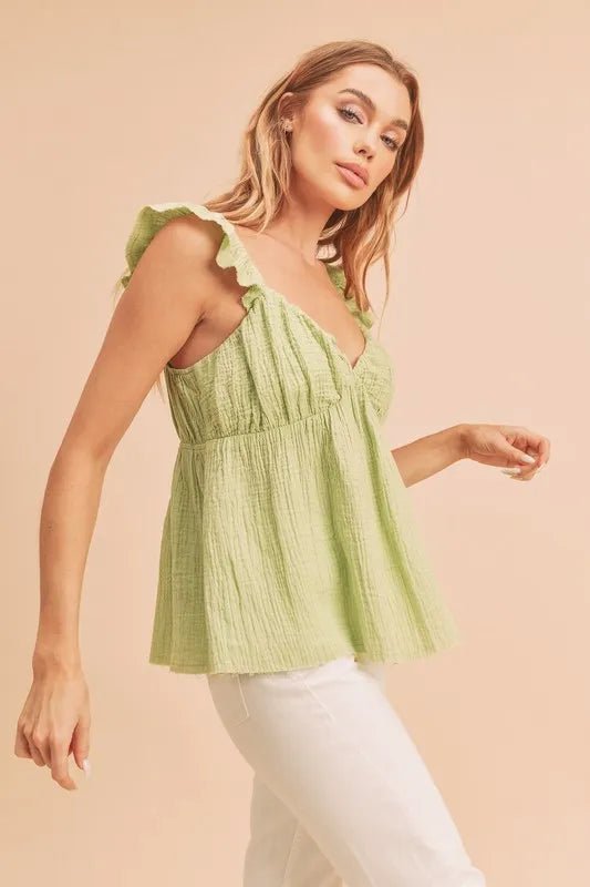 Aemi + Co Sweetheart Neck Ruffled Strap Top - Chaelisa's New Jammies