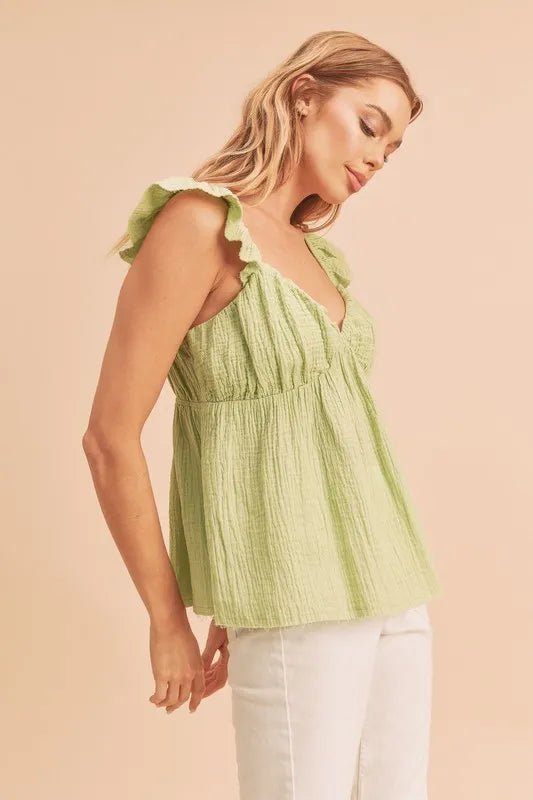 Aemi + Co Sweetheart Neck Ruffled Strap Top - Chaelisa's New Jammies