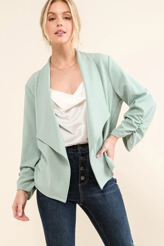 And The Why Stretch Non - Wrinkled Basic Open - Front Blazer - Chaelisa's New Jammies