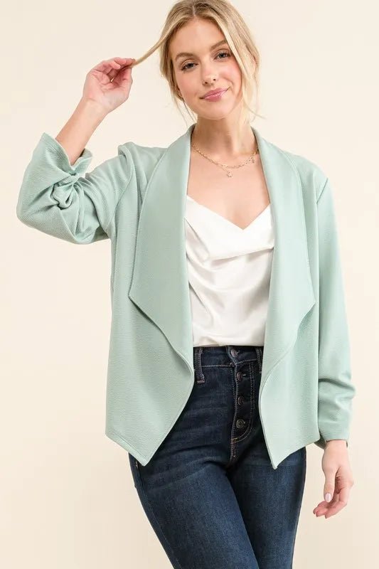 And The Why Stretch Non - Wrinkled Basic Open - Front Blazer - Chaelisa's New Jammies