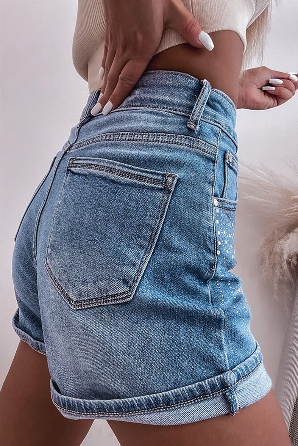 Ashleigh Blue Rhinestone Embellished Denim Shorts - Chaelisa's New Jammies