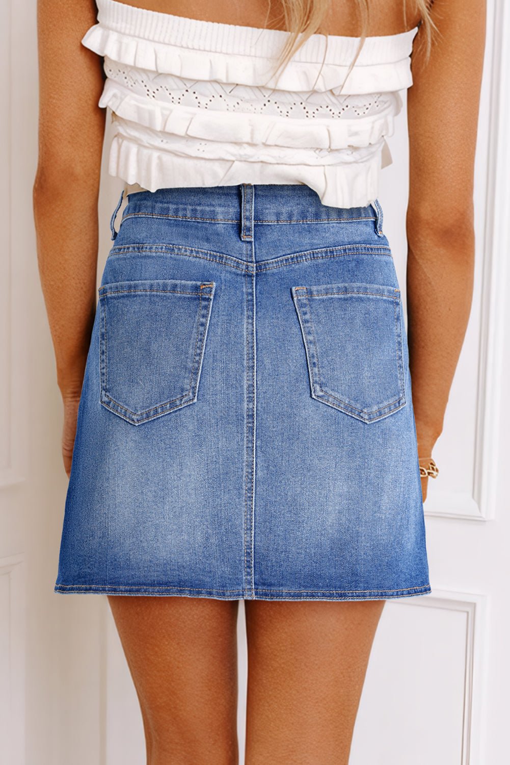 Ashleigh Blue Wrapped Crossed Waist Denim Mini Skirt - Chaelisa's New Jammies