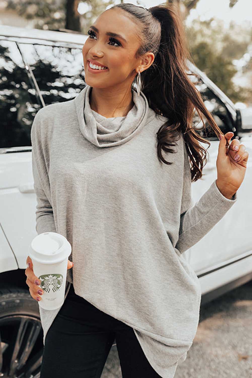 Gray Cowl Neck Shift Tunic Top-Chaelisa's New Jammies