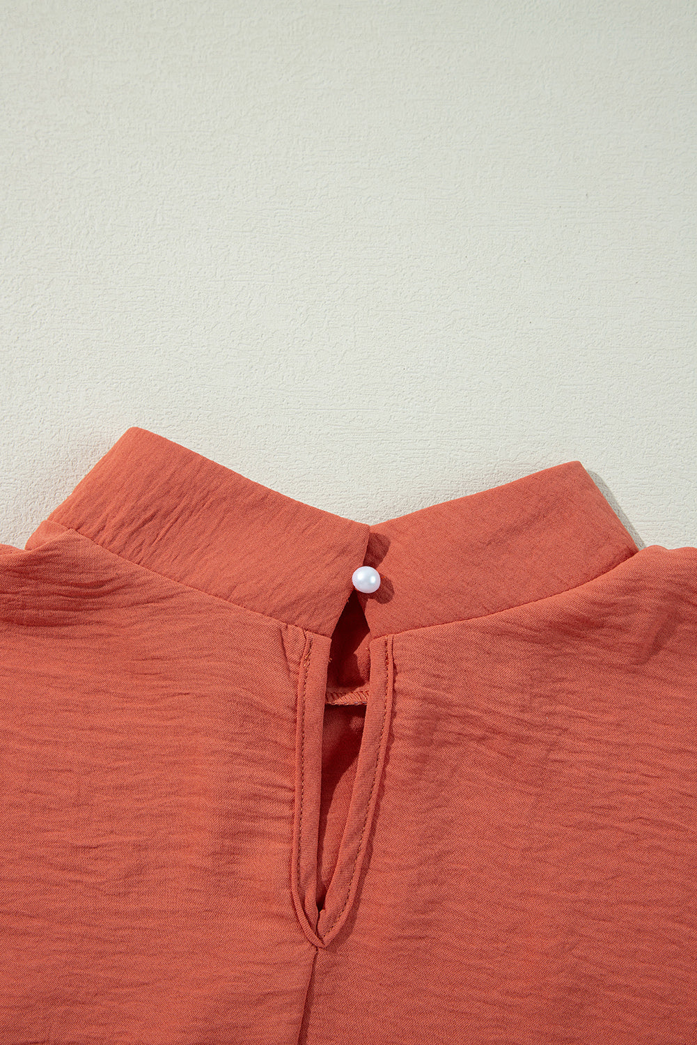 Russet Orange Swiss Dot Balloon Sleeve Patchwork Crinkle Blouse-Chaelisa's New Jammies