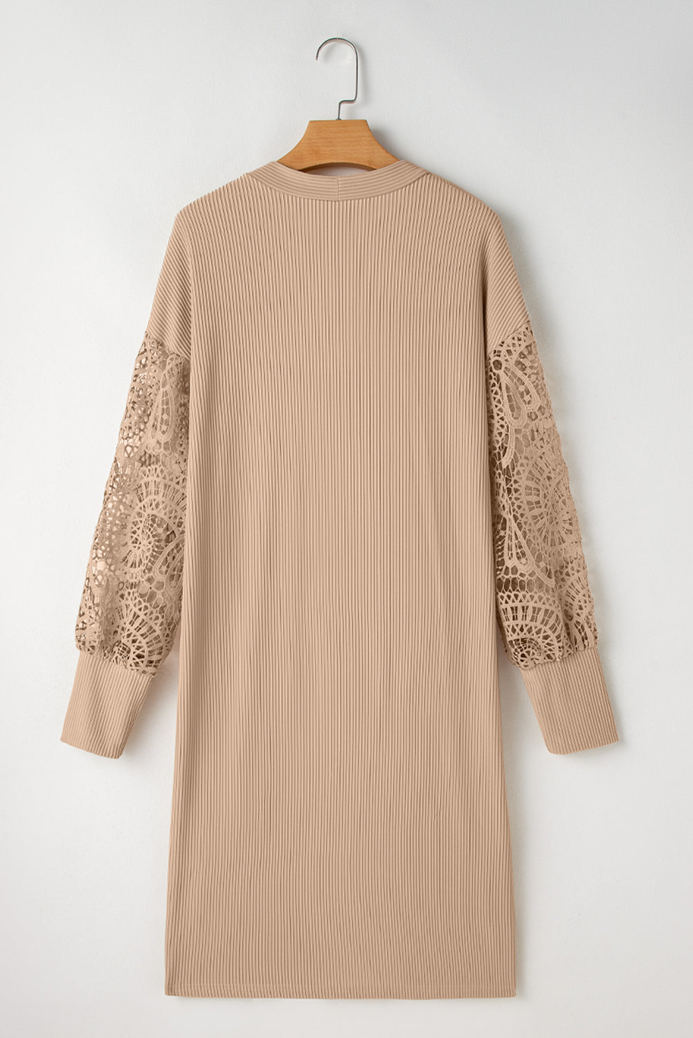 Parchment Lace Patchwork Ribbed Knit Open Front Duster Cardigan-Chaelisa's New Jammies