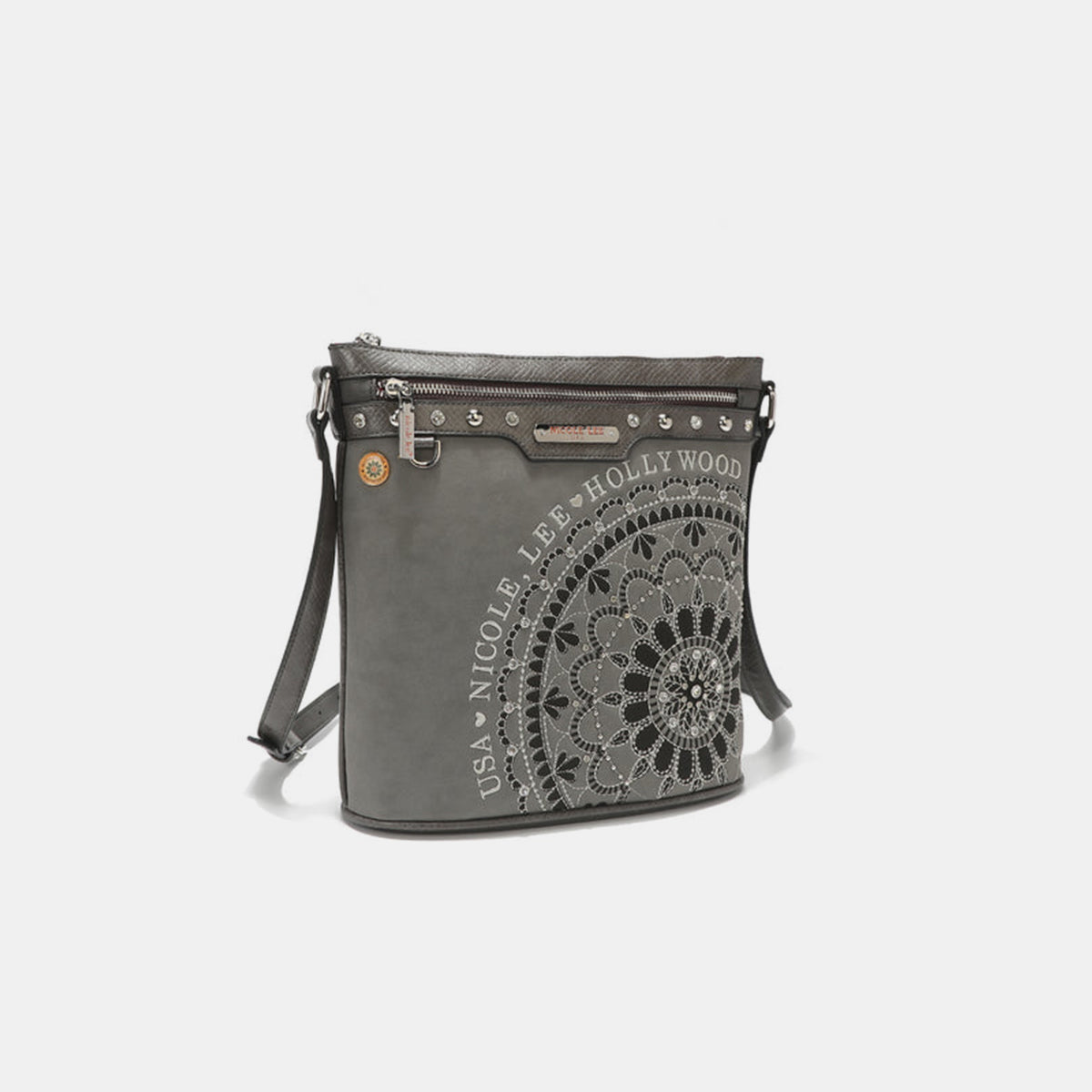Nicole Lee USA Metallic Stitching Embroidery Inlaid Rhinestone Crossbody Bag-Chaelisa's New Jammies