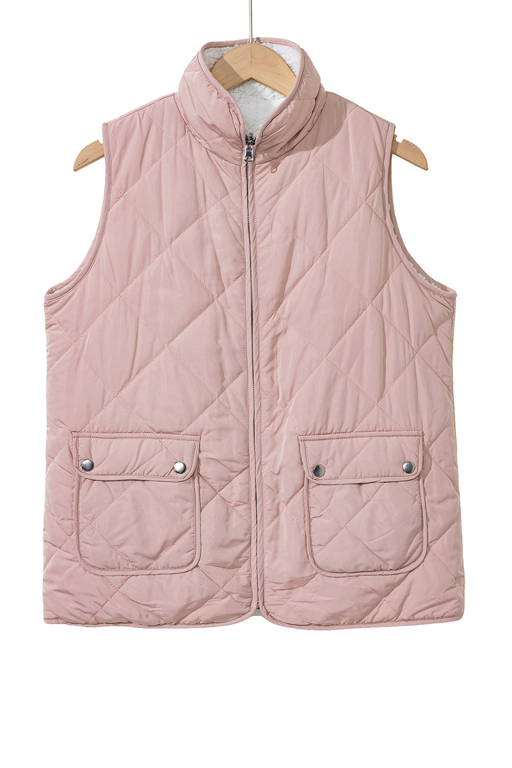 Pink Zip Up Fleece Lined Quilted Vest Coat-Chaelisa's New Jammies