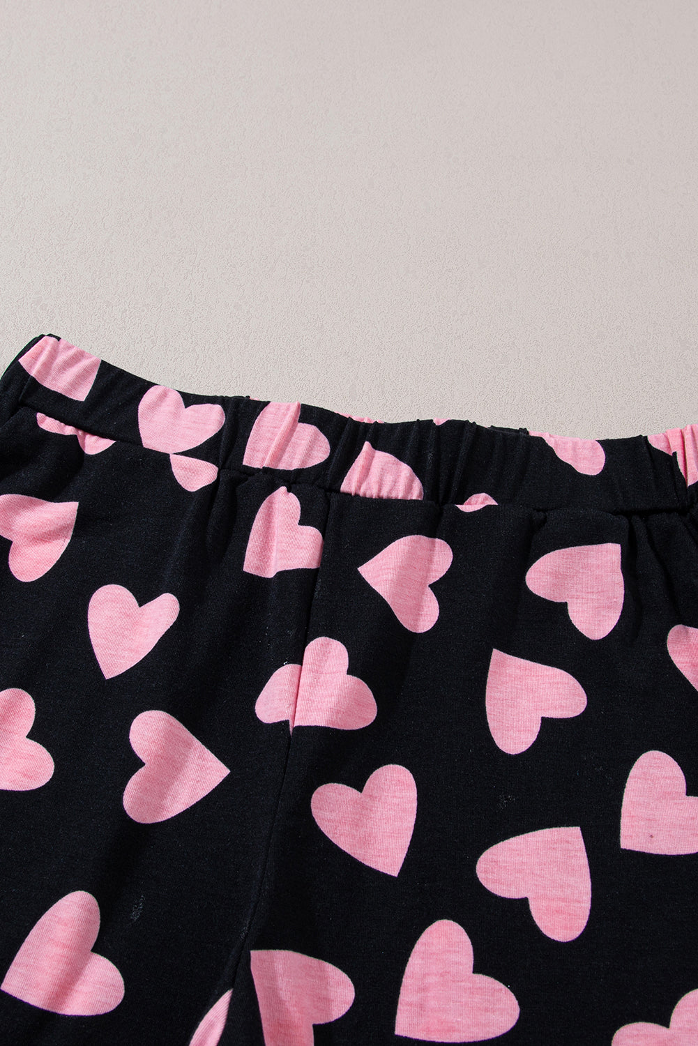 Black Valentine Heart Shape Print Long Sleeve Top Shorts Lounge Set-Chaelisa's New Jammies