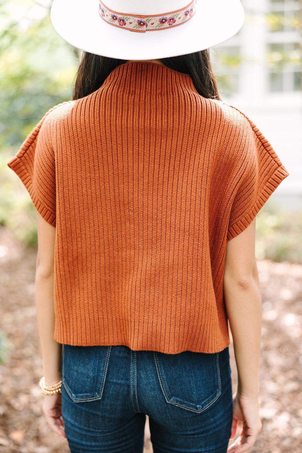 Black Patch Pocket Ribbed Knit Short Sleeve Sweater-Chaelisa's New Jammies