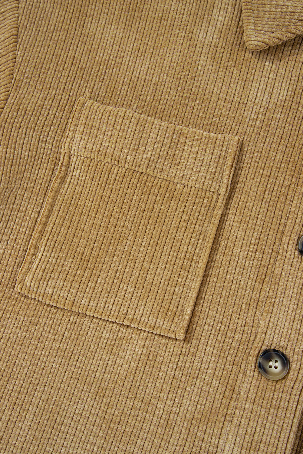 Light French Beige Patched Pocket Button Up Corduroy Shacket-Chaelisa's New Jammies