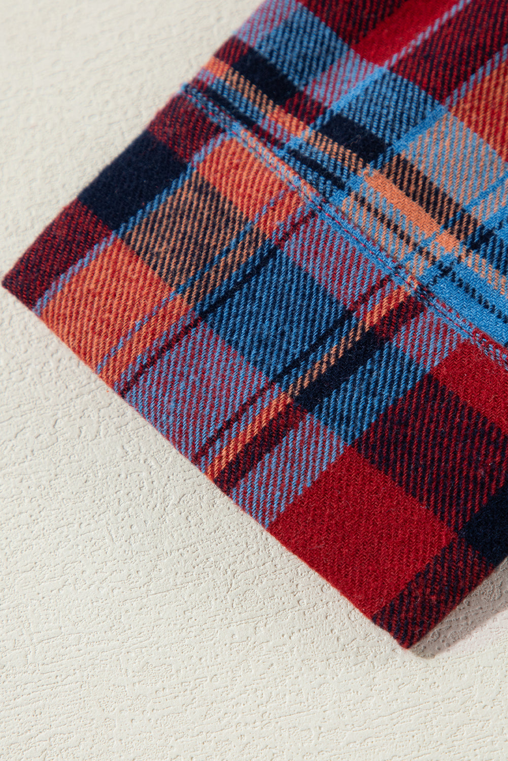 Red Plaid Print Drop Sleeve Loose Shirt-Chaelisa's New Jammies