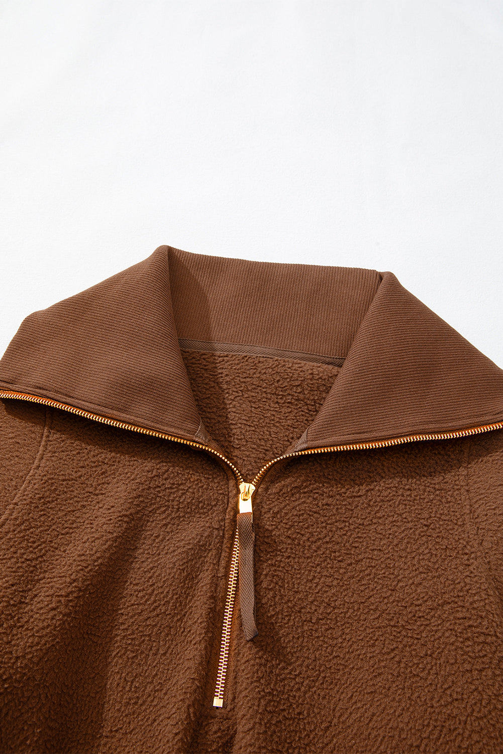 Brown Half Zip Fleece Pullover Sweatshirt-Chaelisa's New Jammies