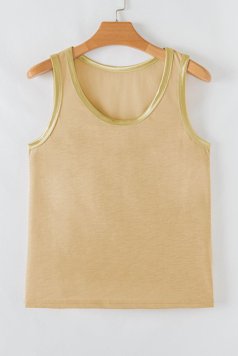 Tan Metallic Sheen Edge Scoop Neck Tank Top-Chaelisa's New Jammies