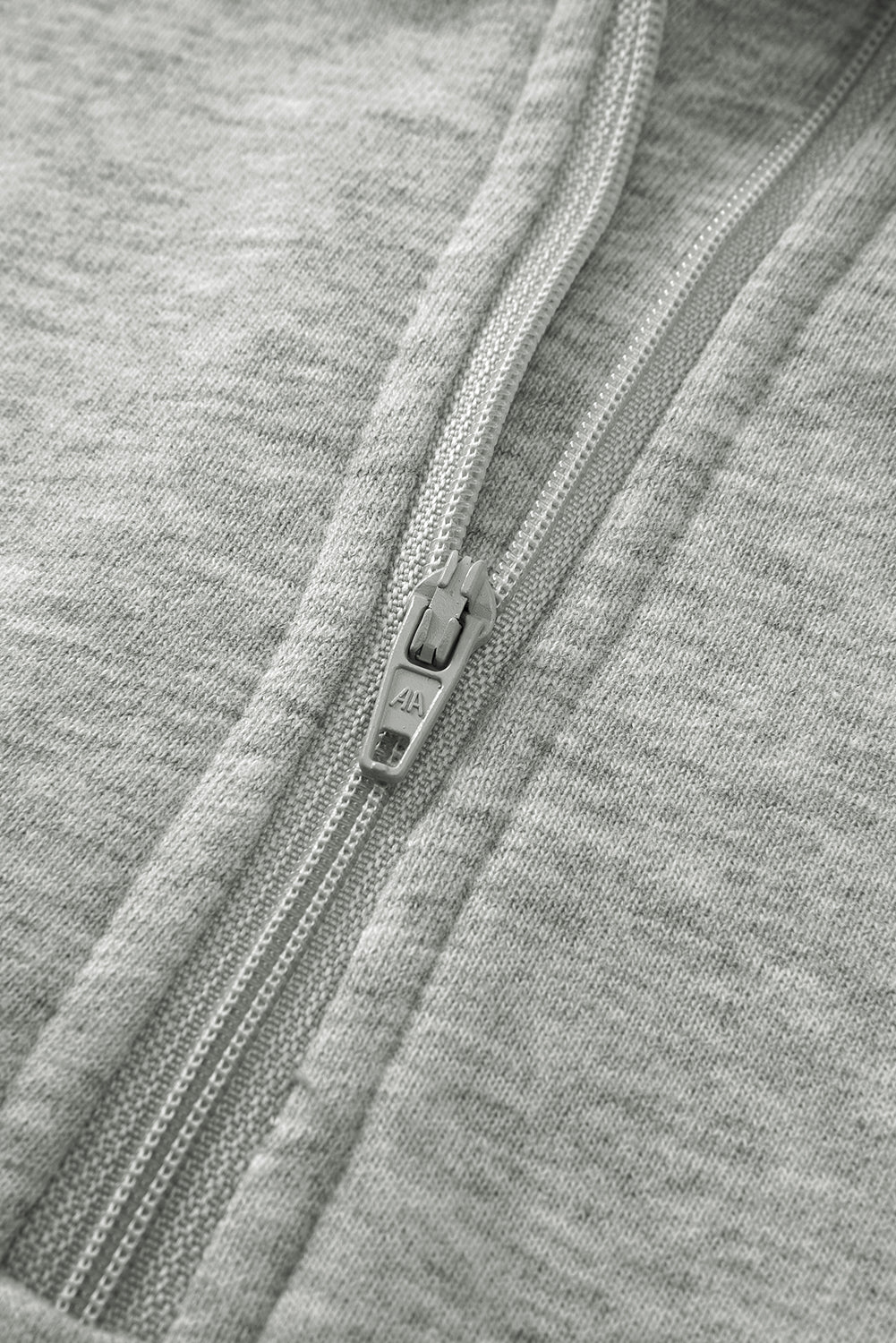 Gray Zip Up Stand Collar Ribbed Thumbhole Sleeve Sweatshirt-Chaelisa's New Jammies