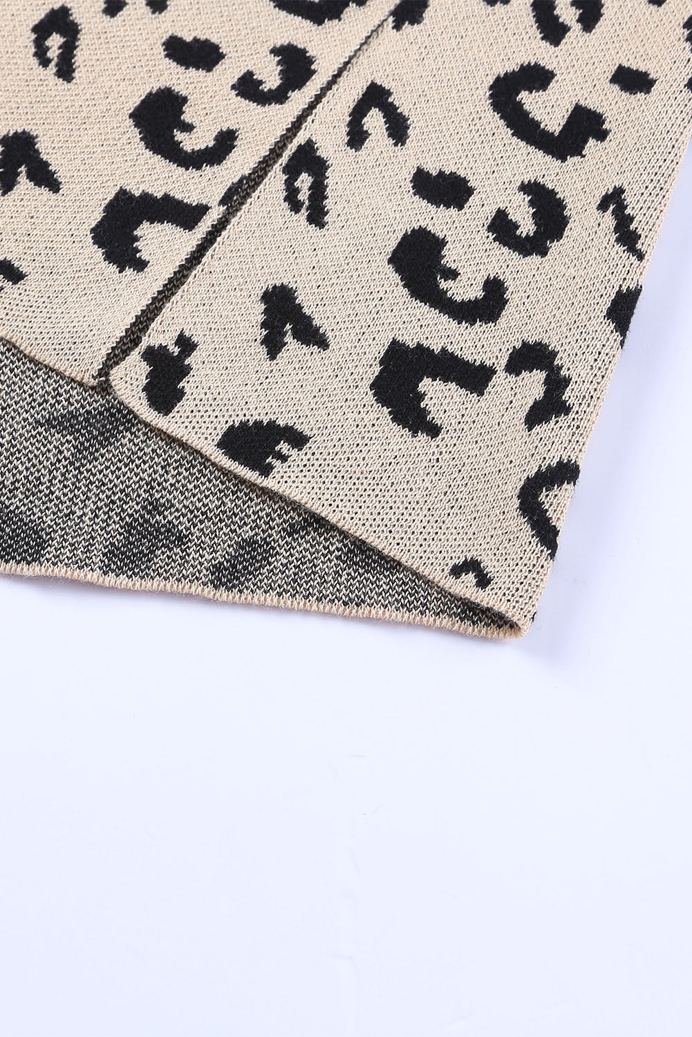 Khaki Leopard Casual Side Slit High Neck Oversized Sweater-Chaelisa's New Jammies