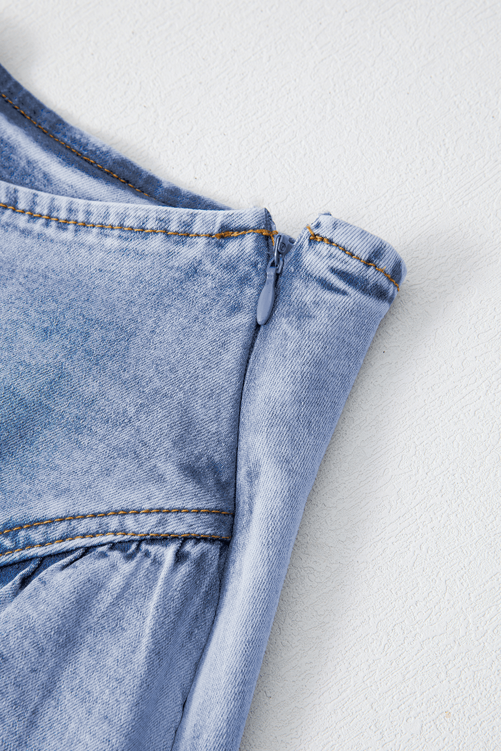 Beau Blue Asymmetric Ruffle Overlay Denim Mini Skirt - Chaelisa's New Jammies