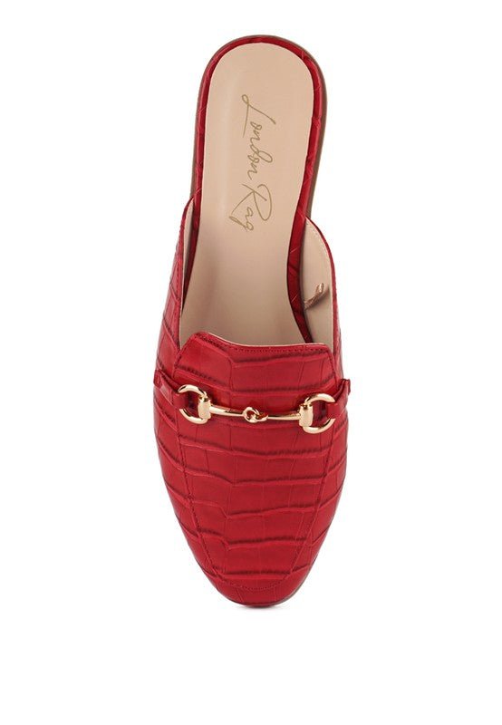 BEGONIA BUCKLED FAUX LEATHER CROC MULES - Chaelisa's New Jammies