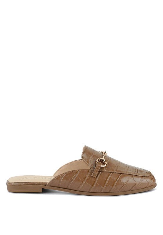BEGONIA BUCKLED FAUX LEATHER CROC MULES - Chaelisa's New Jammies