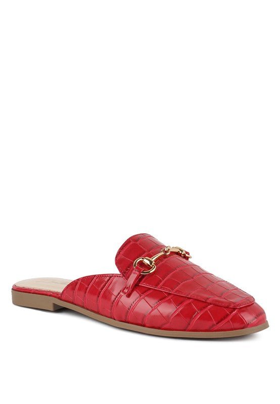 BEGONIA BUCKLED FAUX LEATHER CROC MULES - Chaelisa's New Jammies